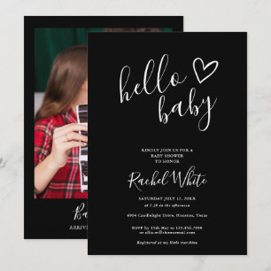 Invitation Bonjour Baby shower Neutre Noir Et Blanc Photo