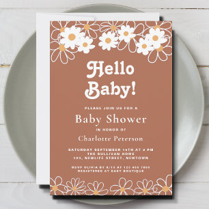Invitation Bonjour Bébé Baby shower de marguerite non-genre