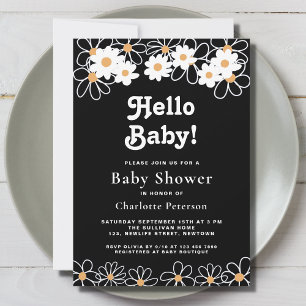 Invitation Bonjour Bébé Baby shower de marguerite non-genre