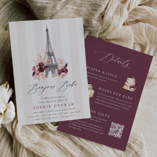 Invitation Bonjour Bébé Baby shower Paris double face
