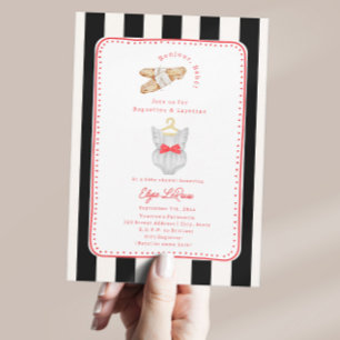 Invitation Bonjour Bebe Black & White Fille Française Baby Sh