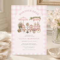 Bonjour Bébé Café Rose à Carreaux Fille Baby Showe