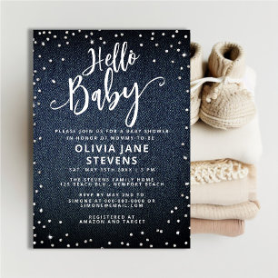 Invitation Bonjour bébé Denim Diamonds Baby shower neutre