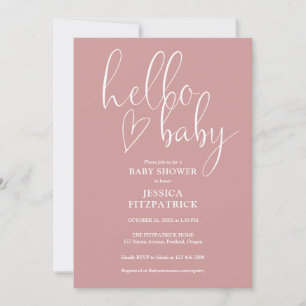 Invitation Bonjour Bébé Élégant Rose Poussiéreux Fête de Bébé