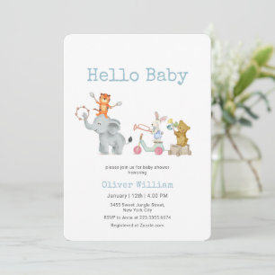 Invitation Bonjour Bébé Éléphant Musical Défilé Baby Shower  