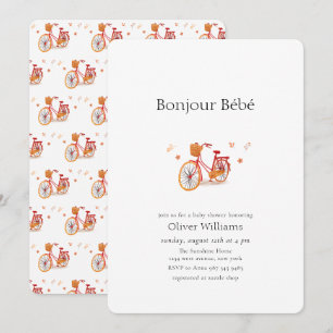 Invitation Bonjour Bébé Feuilles D'automne Vélo Baby shower