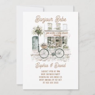 Invitation Bonjour Bebe Floral Baby shower français