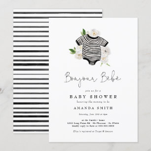 Invitation Bonjour Bebe Français Baby shower neutre entre les