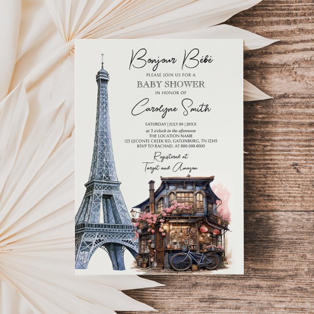 Invitation Bonjour Bebe Français Paris Baby shower parisien (Créateur téléchargé)
