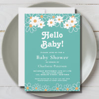 Bonjour Bébé Genre Neutral Daisy Baby shower Turqu
