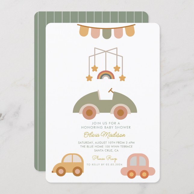 Invitation Bonjour bébé mignonne Voiture Vêtements & Jouets B (Créateur téléchargé)