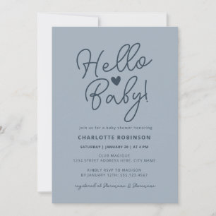 Invitation Bonjour Bébé Moderne Cute Dusty Blue Boy Baby show
