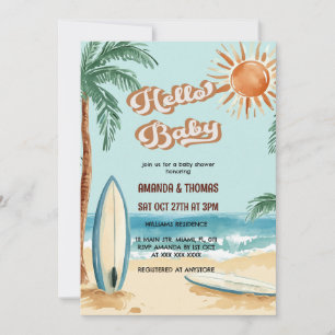 Invitation Bonjour Bébé Planche de Surf Baby Shower