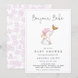 Invitation Bonjour Bebe Romantique Français Baby shower fille