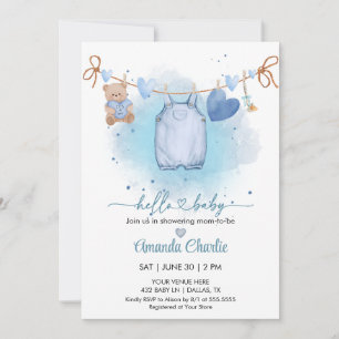 Invitation Bonjour Bébé valentine's day baby shower garçon