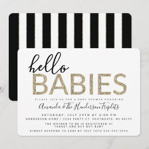 Invitation Bonjour Bébés, Jumeaux ou Triplés Baby Shower