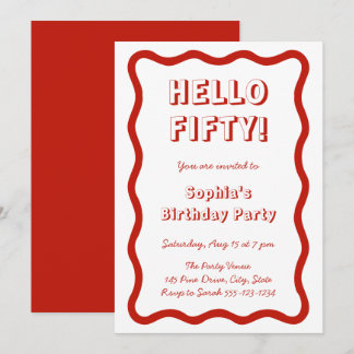 Invitation Bonjour Cinquante Anniversaire Rétro 50ème Fête d'