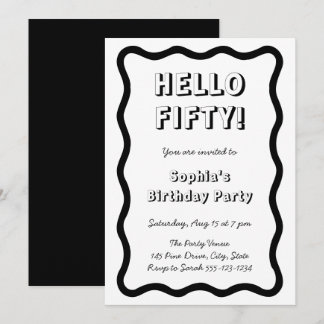 Invitation Bonjour Cinquante Anniversaire Rétro 50ème Fête d'
