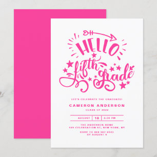 Invitation Bonjour cinquième année Pink Quart Graduation