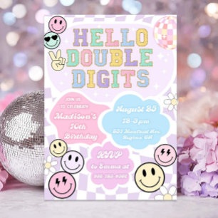 Invitation Bonjour Double chiffres Anniversaire Modèle d'invi