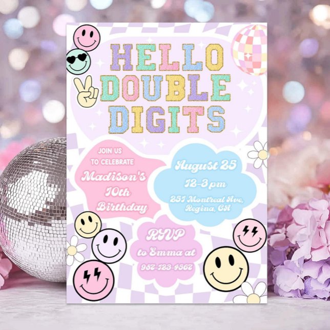 Invitation Bonjour Double chiffres Anniversaire Modèle d'invi (Créateur téléchargé)