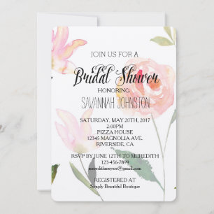 Invitation Bonjour douche nuptiale florale de belle aquarelle