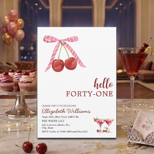 Invitation Bonjour Quarante et Un Anniversaire Cherry Martini