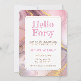 Invitation Bonjour quarante Gold parties scintillant rose fêt