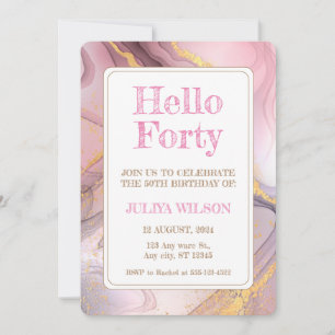 Invitation Bonjour quarante Gold parties scintillant rose fêt