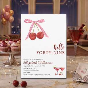 Invitation Bonjour Quarante-Neuf Cherry Martini Fête d'Annive