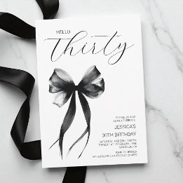 Invitation Bonjour Trente Nœud Noir et Blanc 30e Anniversaire
