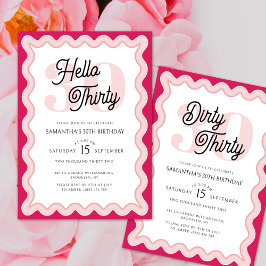 Invitation Bonjour Trente Pink Curvy Super 30e anniversaire