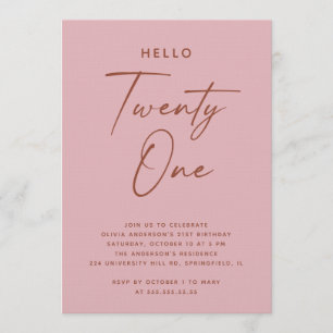Invitation Bonjour Vingt-et-Un   Rose Poussiéreuse Rose 21e A