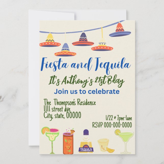 Invitation Bonne 21e Personnaliser d'anniversaire (Devant)