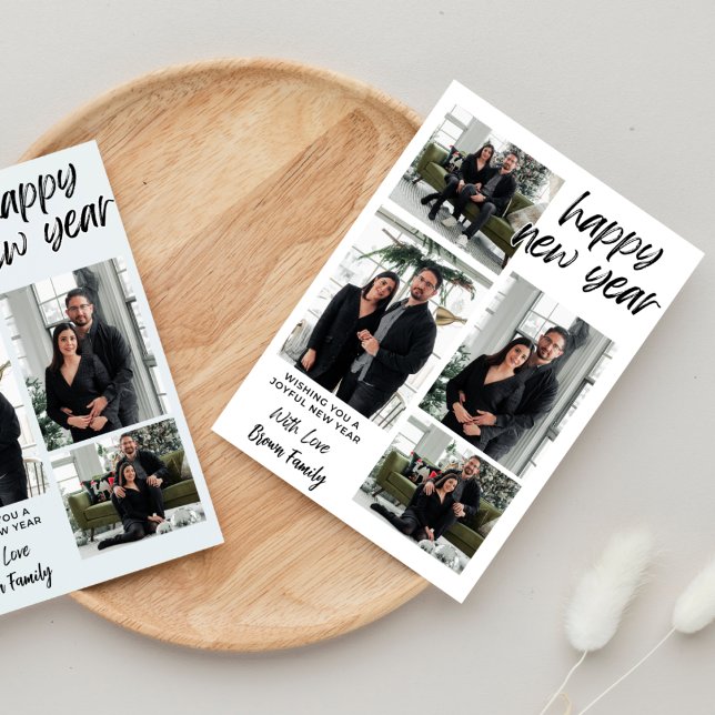 Invitation Bonne année 4 Collage Multi Photo Holiday Card (Créateur téléchargé)