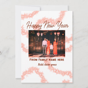 Invitation Bonne année marron ajout photo nom de famille pail