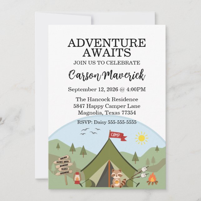 Invitation Bonne aventure Camper Anniversaire (Devant)