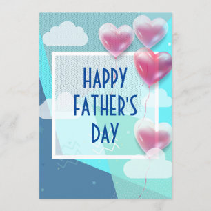 Invitation Bonne Fête des pères moderne avec Ballons Bleu