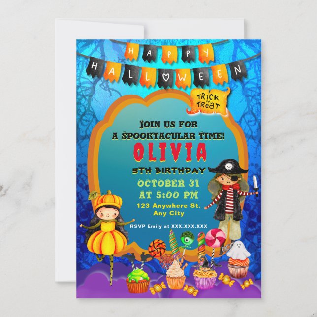 Invitation Bonne fête d'Halloween Costume enfants fête (Devant)