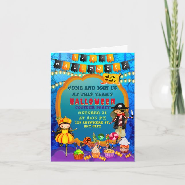 Invitation Bonne fête d'Halloween Costume enfants fête (Devant)