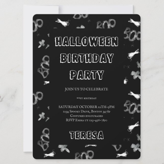 Invitation Bonne Halloween Costume Anniversaire Fête Invitati (Devant)