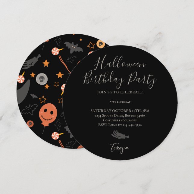 Invitation Bonne Halloween Costume Anniversaire Fête Invitati (Devant / Derrière)