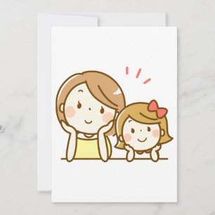 Invitation Bonne mère et fille, caricature mignonne