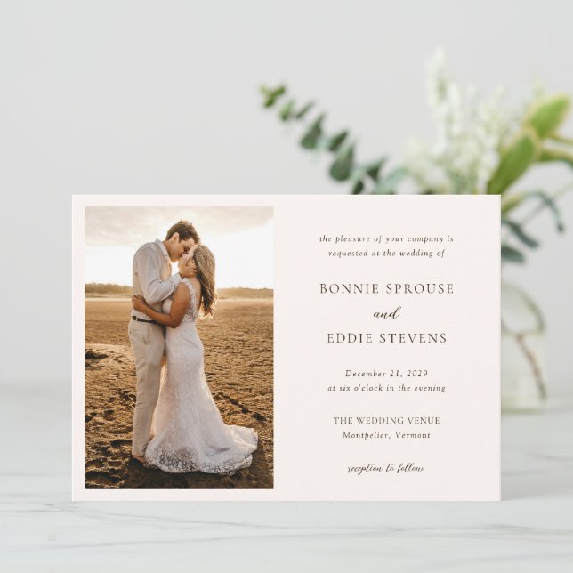 Invitation Bonnie Photo Mariage élégant (Debout devant)
