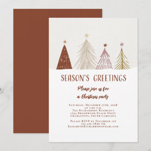 Invitation Bons vœux Arbres de Noël Élégante Fête