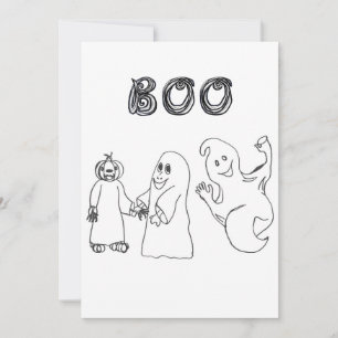 Invitation BOO 3 jolis fantômes enfants qui font la tournée d