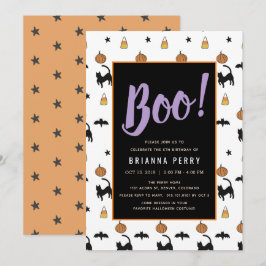 Invitation Boo ! Anniversaire blanc mignon Motif d'Halloween