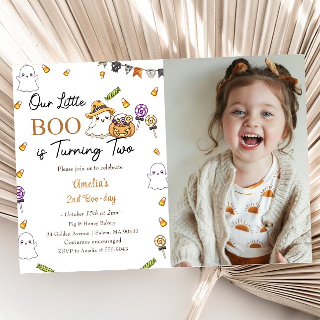 Invitation Boo Anniversaire Notre Petit Boo Tourne Deux Photo (Créateur téléchargé)
