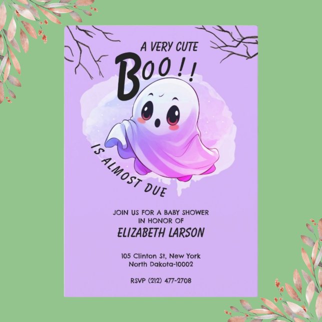 Invitation Boo Baby shower Halloween violet à thème mignon fê (Créateur téléchargé)