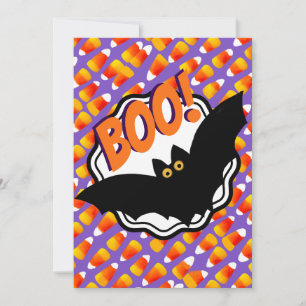Invitation Boo Black Bats Candy Corn Customisé Halloween
